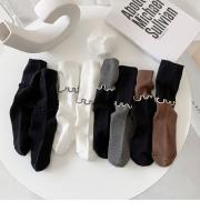 Calcetines De Algodón Para Mujer Diseño Asimétrico De Color Con Contraste Alta Cintura Moda Otoño Invierno Casual Unisex - details 1