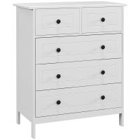 HOMCOM Cajonera de Dormitorio Cómoda Blanca de 5 Cajones con Manijas Cajonera Alta para Salón Oficina Estudio Estilo Moderno 74x40x91 cm - details 0