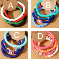 Juego De 4 Pulseras Hechas a Mano Coloridas Bohemio Para Mujer Pulsera De Arcilla De Colores Mixtos Joyería Bohemia - details 1