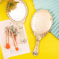 Espejo De Maquillaje Portátil Rosa Oro Vintage Ovalo Redondo Herramienta De Belleza Antigua Noble Restaurar Estilo Del Palacio - details 1