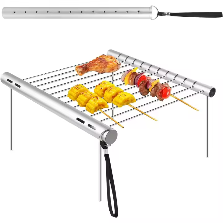 SOMY Parrillas para Barbacoa Portátil, Parrilla De Carbón, Parrilla De Barbacoa Plegable De Acero Inoxidable, Mini Parrilla Portátil para Acampar para Picnics, Patios Traseros, Senderismo, Luz Nocturna De 31x3x3cm - 1