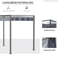 Pabellón de Jardín 4x3m WITH Tejado de Maple, Pabellón de Jardín WITH Tejado regulable, Independiente, Protección solar para patio y Jardín, Dark Gris - details 5