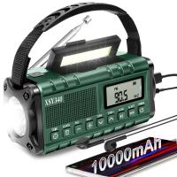 Radio De Emergencia Portátil Con Solar Y Manivela De Crank 10000mAh Con LED Y Cargador USB Luz De Mano Recargable Para Clima NOAA AM FM - details 34