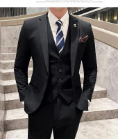 Traje De Boda Elegante Y Casual Para Hombres Estilo Británico Coreano Slim Conjunto De Chaqueta Chaleco Y Pantalones Para Oficina Y Celebraciones - details 1