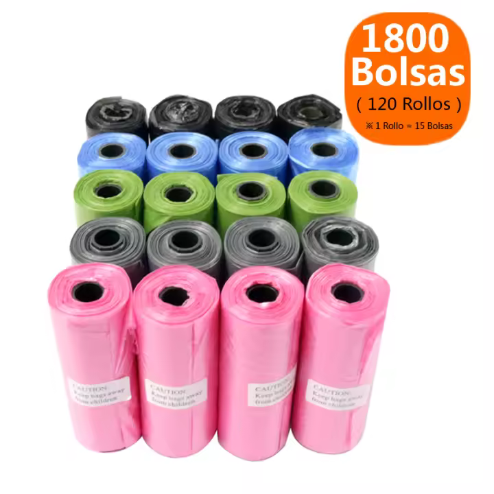 1800 Bolsa Yommy Bolsas Para Excrementos De Perro 120 Rollos, Buena Marca Bolsas Caca, Multicolor Caca Bolsa Para Perro Mascotas - 1