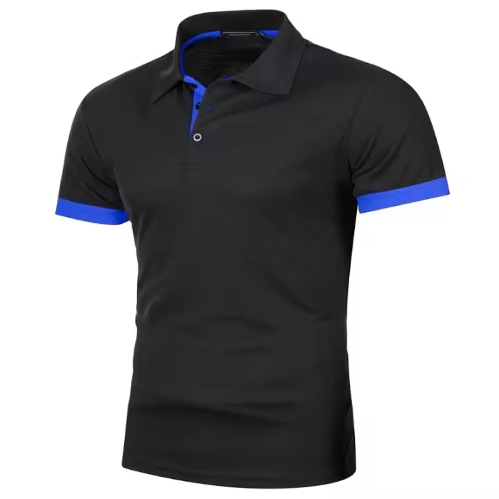 Camisa Polo Para Hombre Verano Manga Corta Ligera Con Cuello Redondo Estilo Callejero Transpirable Top Sólido De Negocios Básico - 1