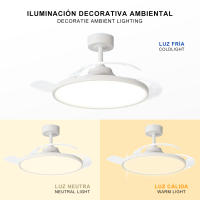 Ventilador de Techo con Motor DC y Aspas Desplegables con Luz Led 60W con contr - details 3