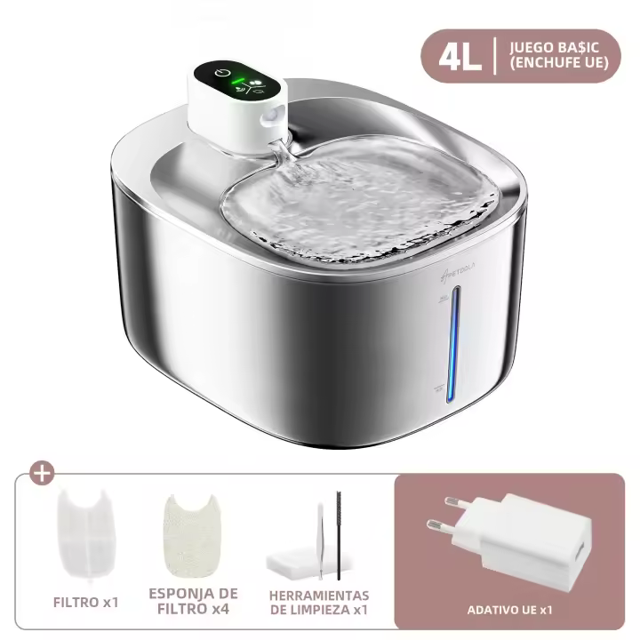Fuente De Agua Inalámbrica Para Gatos Y Perros APETDOLA 4L Con Sensor Automático Dispensador De Agua Para Mascotas Accesorios Para Bebida De Animales - 1