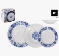 La Mediterránea - Vajilla completa 12 Piezas de Porcelana, Incluye 4 Platos Llanos de (24 cm), 4 Platos Hondos de (21,5 cm) y 4 Platos de Postre de (19 cm)  Resistente y Duradera  CALIDAD DE CONFIANZA - details 1