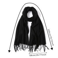 Bufanda De Moda Para Mujer En Color Sólido Invierno Hijab Trenzas Largas Chal De Mujer Pashmina De Lana Acrílico Envoltura Echarpe - details 1