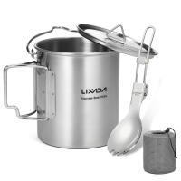 LIXADA Taza De Acero Inoxidable Portátil De 750ml Con Tapa Y Manija Plegable Para Camping Cocina Picnic Deportes Al Aire Libre - details 8