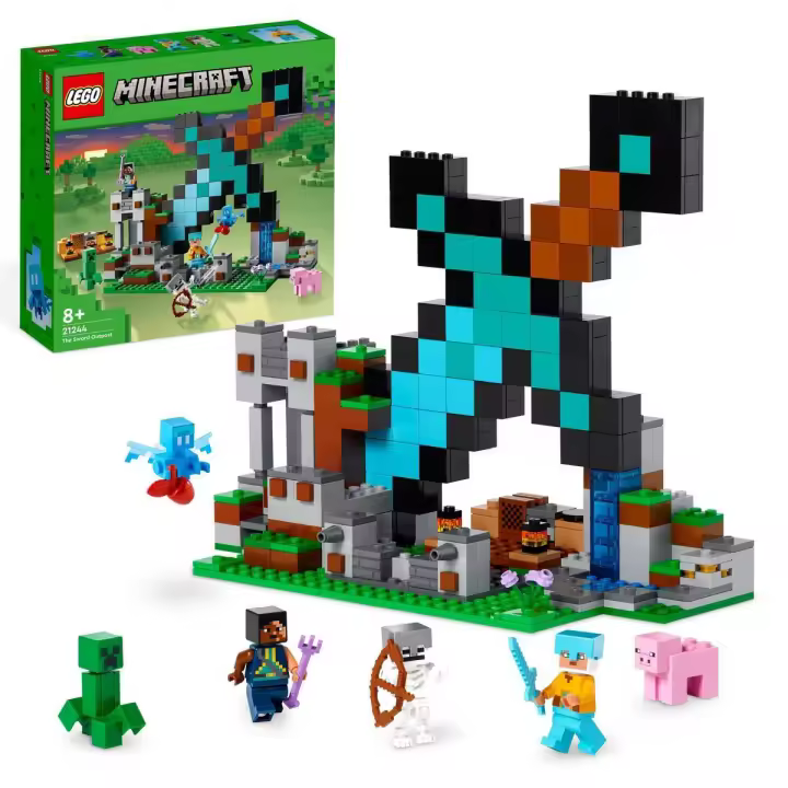 Set de juguetes de construcción LEGO Minecraft 21244 La Fortificación-Espada; incluye un esqueleto, un Creeper y mucho más; para niños a partir de 8 años (427 piezas) - 1