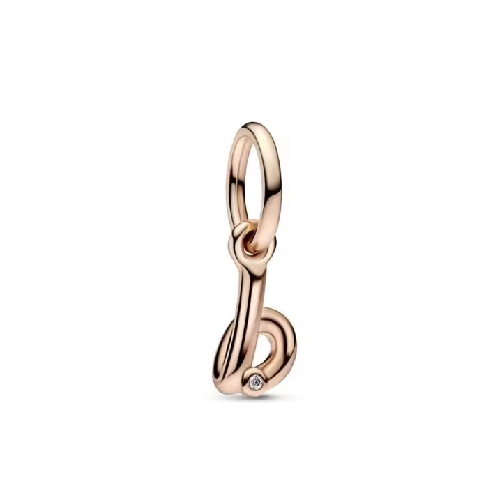 PANDORA Charm Colgante Oro Rosa Alfabeto Letra B con Circonita Cúbica - 1