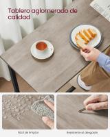 Conjunto de mesa y taburetes de bar estilo industrial, mesa alta de cocina, 2 taburetes, marco de acero resistente, diseño compacto y elegante para espacios reducidos, color gris melange o negro ébano - details 5