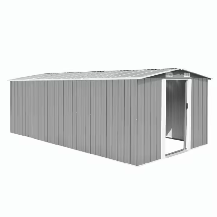 vidaXL CASETA DE JARDÍN METAL GRIS 257X489X181 CM - 1