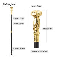 Bastón De Moda Dorado Con Flor Mango Decorativo Elegante Para Fiesta 93cm Con Punta De Goma Material De Acero - details 2