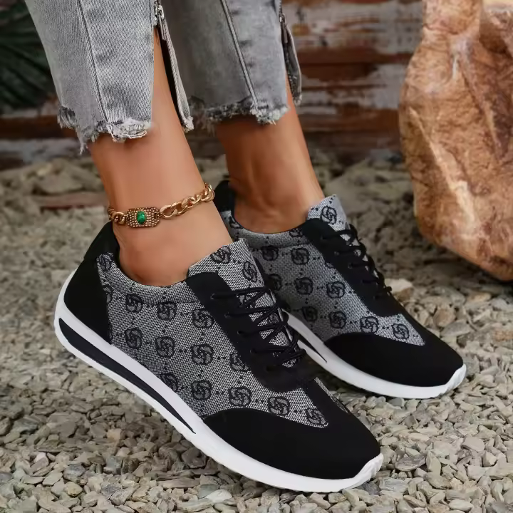 Zapatillas De Mujer 2024 Primavera/Otoño Moda Versátil Para Exterior Zapatos De Caminar Cómodos Con Cordones Casual Para Adultos - 1
