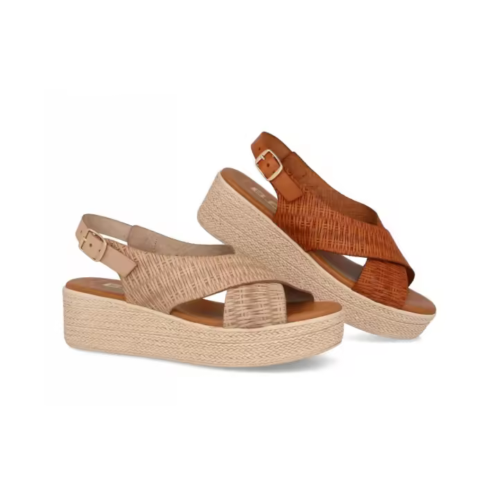 38358 - BDA SANDALIAS DE PLATAFORMA   COLORES : CUERO , BEIGE  TALLAS : 35 AL 41  CORTE EXTERIOR : PIEL  FORRO INTERIOR : PIEL  PLANTILLA : PIEL / GEL    ALTURA TACÓN / CUÑA : 5 CM.  PISO : SINTÉTICO - 1
