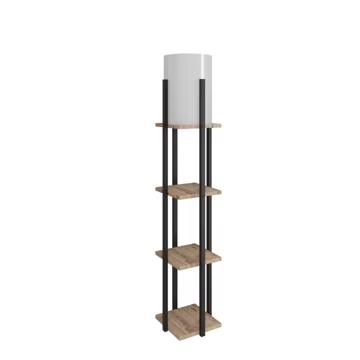 Lámpara de pie WELLHOME con Estructura de tablero contrachapado color Natural Negro - 1