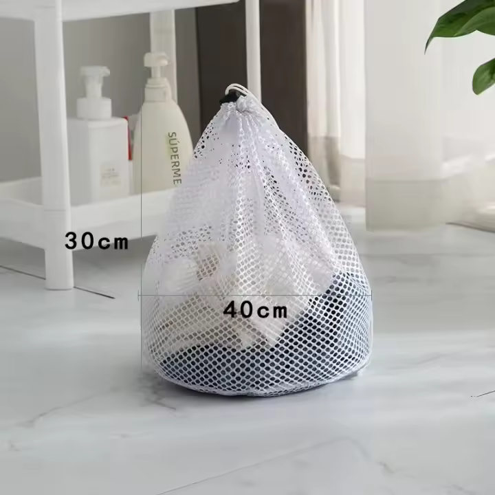 Bolsa De Ropa Con Cierre De Cordón Para Lavandería Organizador De Ropa Sucia En Malla Bolsa De Lavado Coarse Net Estilo Moderno Material Poliéster - 1
