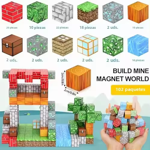 Juego De Construcción Magnético 102 Piezas Cubos Magnéticos Para Niños Y Niñas Edad 3-10 STEM Juguete Educativo Para Niños - 1