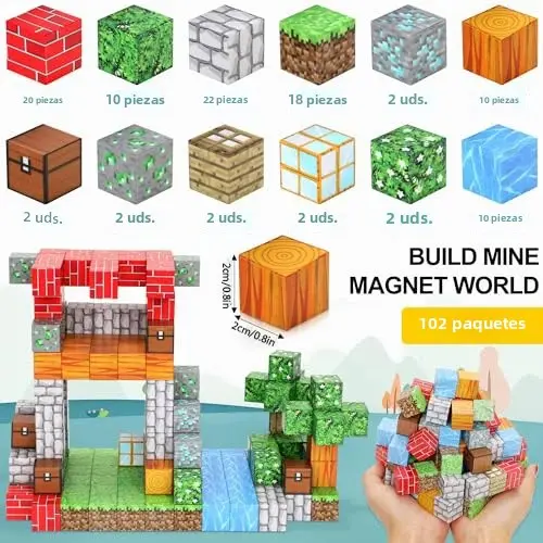 Juego De Construcción Magnético 102 Piezas Cubos Magnéticos Para Niños Y Niñas Edad 3-10 STEM Juguete Educativo Para Niños - 1