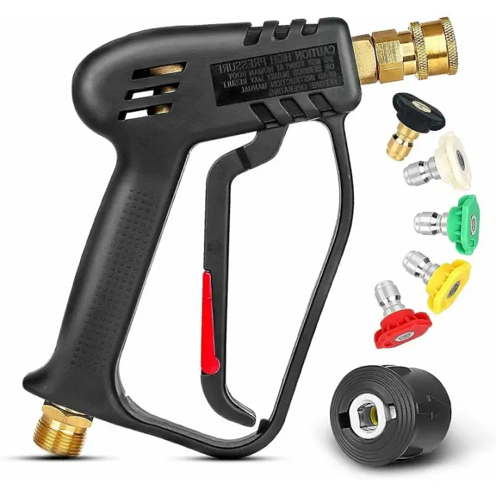 Pistola de lavado a presión de 4000 PSI con 5 boquillas de pulverización intercambiables, pistola de lavado a chorro con conexión rápida de 1/4 y acoplador M22 - 1