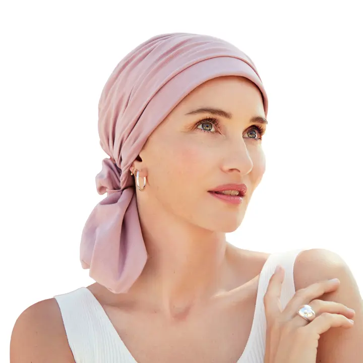 Christine Headwear Mila Turban Woodrose 1438-0845 Turbante de Algodón Rosa - Pañuelo Gorro Oncológico de Diseño para la Cabeza - 1