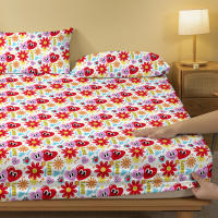 Sábana Con Patrón De Expresión Heartflower 1 Pieza Seda Poliéster 100% Para Dormitorio Cama Con Estampado Sin Almohadillas Incluidas - details 3