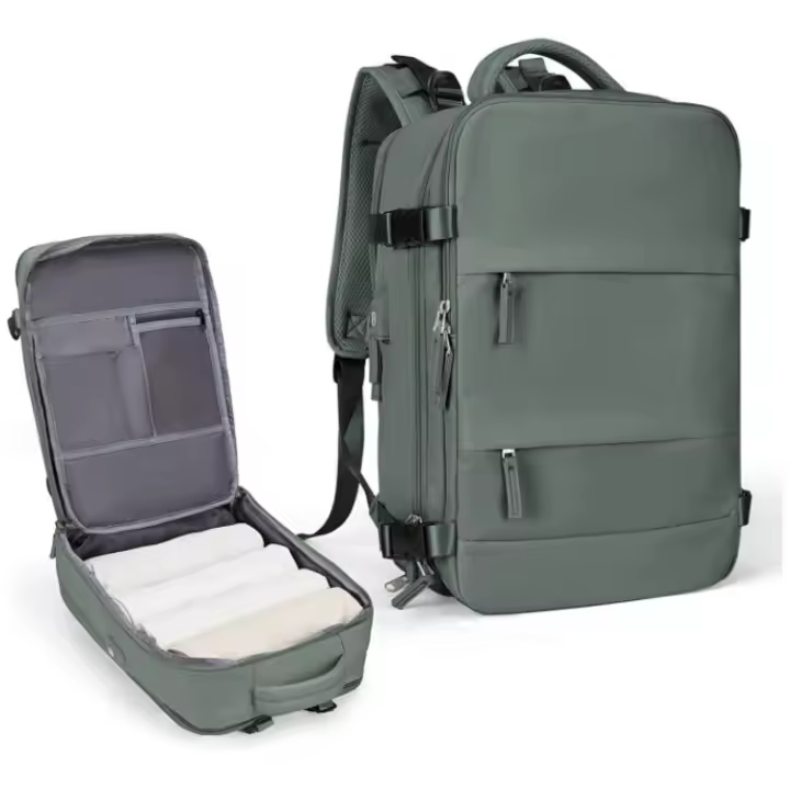 Nueva mochila informal con doble cremallera y gran capacidad, recargable por USB - 1