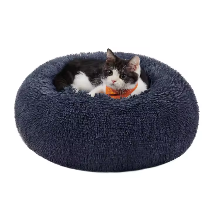 Cama de Perros y Gatos en Felpa Suave, Sofá para Mascotas con Cojín Extraíble y Lavable, Color Gris Oscuro - 1