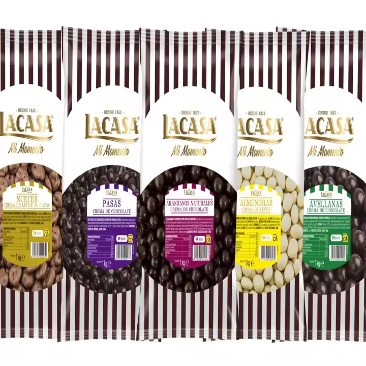 Lacasa pack 5kg deliciosas bolas de frutos secos con chocolate: Pasas de Corinto Negro,Almendra Blanco,Avellana Negro,Arándanos Negro,Nuez Leche - 1