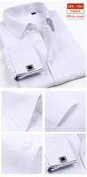 Camisa Larga De Cuello Alto Para Hombre Con Mangas Largas Y Faldones Franceses Para Primavera Otoño Negocios Sociales Banquetes Color Sólido Rayas Cómodo 6XL - details 6