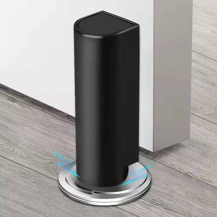 Topes magnéticos para puerta de suelo, tope de puerta negro, protector de pared, mantiene la puerta abierta - 1