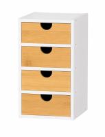 ARISE SHOP - Organizador de Cajones de Bambú Premium | 3 o 4 Niveles | Multiusos para Hogar y Oficina | Madera Ecológica Resistente - Negro/Blanco - details 1