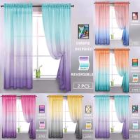 2pcs Cortinas De Voile Transparente Gradiente Para Dormitorio Y Hotel Estilo Pastoral Francés Rústico Cortina De Tule Para Ventana - details 0