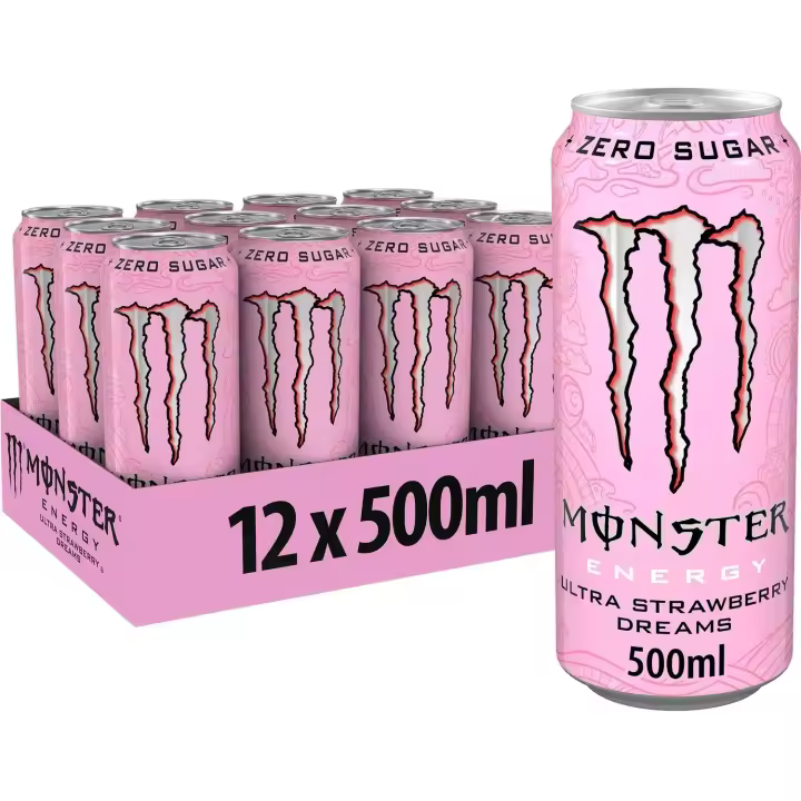 MONSTER ULTRA STRAWBERRY Sabor fresa - Latas 500ml- Pack 12 unidades - 1