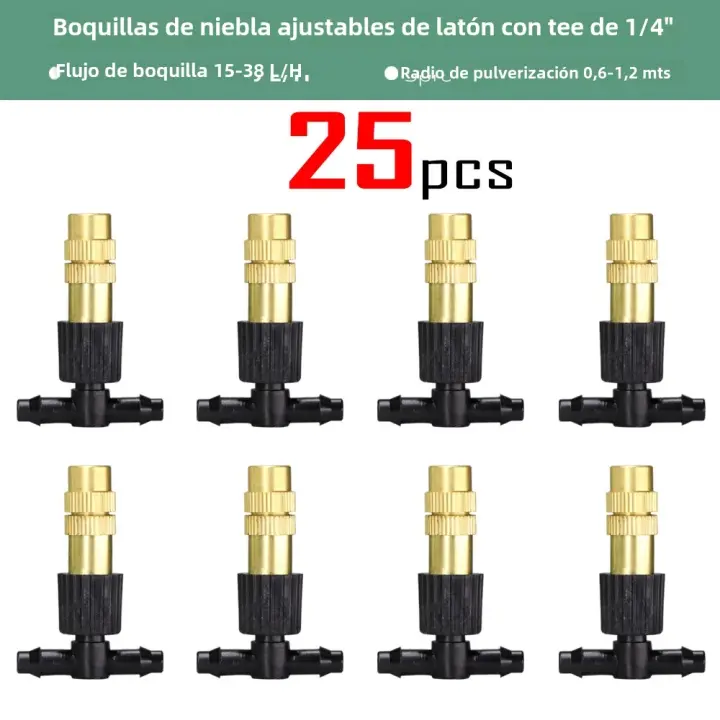 Boquilla De Rociador Ajustable De Cobre 15-250PCS Con Conector De Plástico 4/7mm Sprinkler De Rociador De Agua Para Riego Y Enfriamiento - 1
