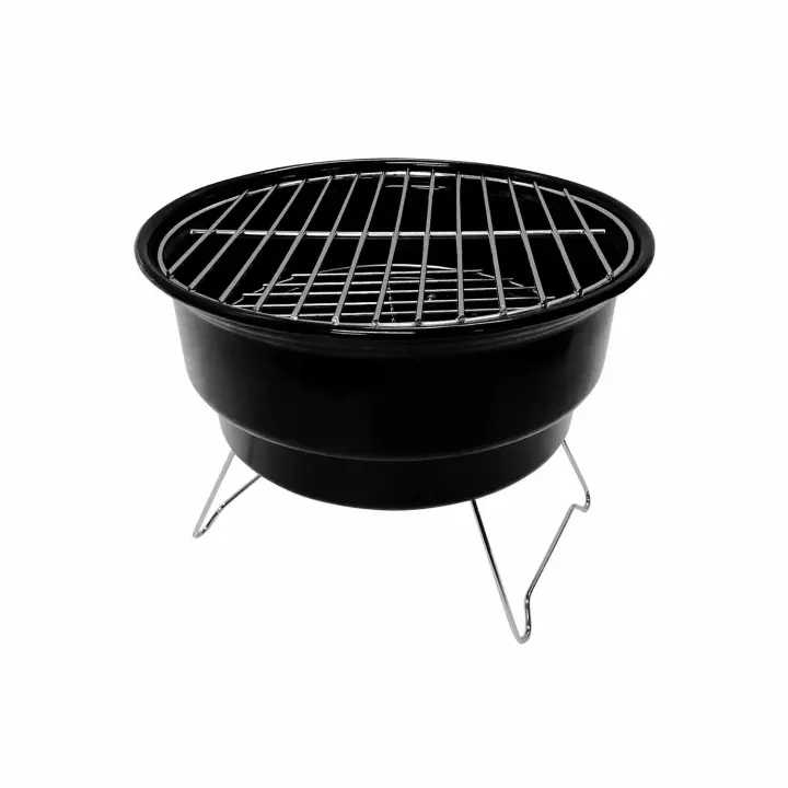 7house -  Barbacoa de Carbón con Bolsa Isotérmica Marjal, Acero/Tela oxford, Para Jardín, Terraza, Camping y Acampada, Carbón, Función Grill, Diseño Portátil, Ø26.5x22.5 cm (diámetro x altura), Negro - 1
