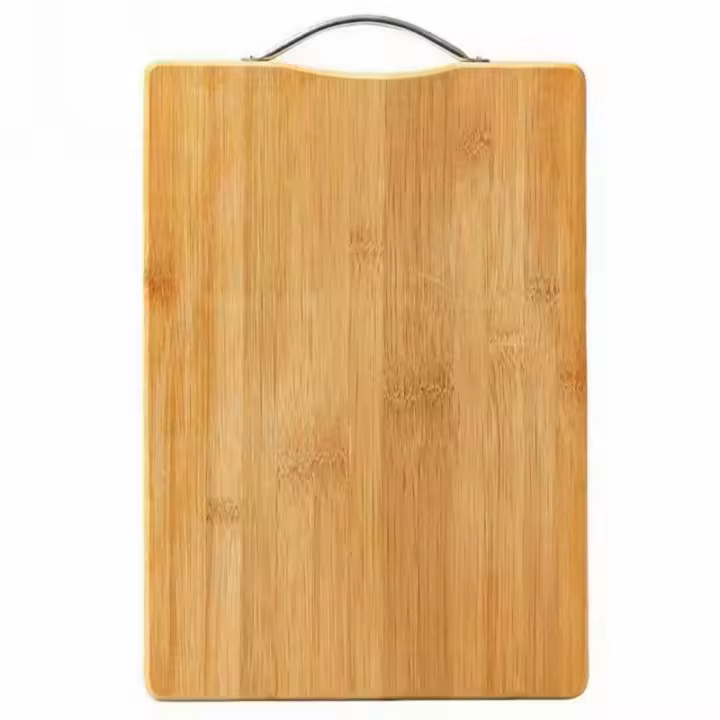 Tabla de Cortar Rectangular de Bambú con Mango de Metal - Ideal para Verduras, Frutas, Carnes, Quesos y Aperitivos, Multiusos para Cocina y Servicio - 1