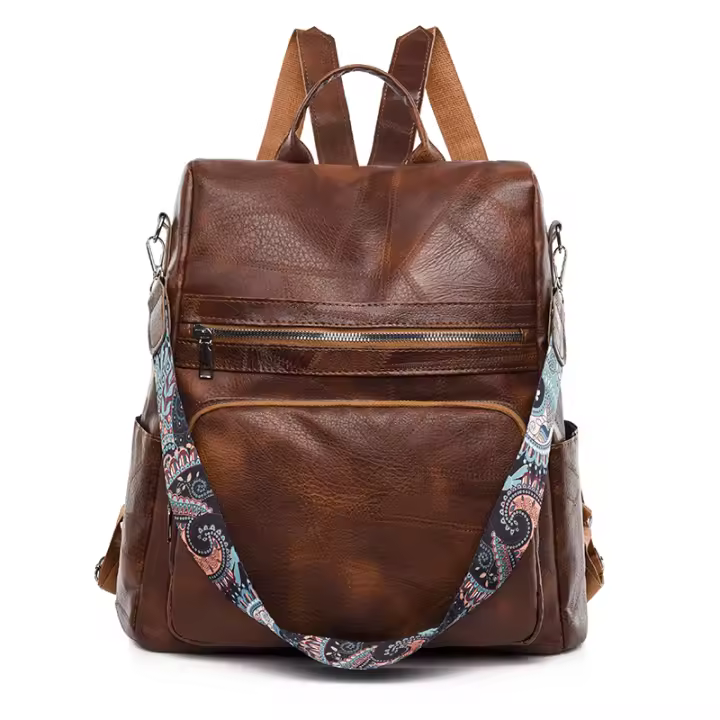 Mochila 3 en 1 para mujer, bolso de hombro femenino, Vintage, de cuero suave, Mochila de viaje de lujo para niña - 1