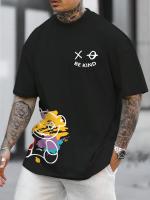 Camiseta De Hombre Estilo Casual Con Diseño De Oso Minimalista Transpirable Y Suave Para Verano T-Shirt Oversize Con Estampado De Muñeca - details 15