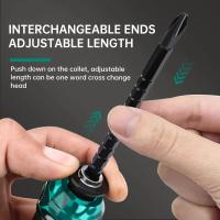Destornillador Doble Cabeza Magnético Ajustable Telescópico De Longitud Ratchete Con Mango Tipo De Cabeza Phillips Y Slotted Material De Acero Crômio-vanadio Herramienta De Reparación Multifuncional - details 1