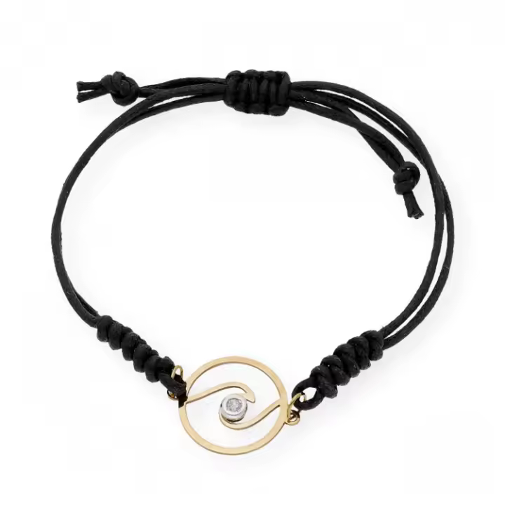 Castellano Joyeros Pulsera Macramé Diseño de Ola en Oro de Ley 18k con Diamante Engastado - 1