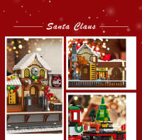 Bloques De Construcción De Tren Navideño Con Luz Y Paisaje De Calle Estación De Ferrocarril De Invierno Para Juguetes De Montaje Para Niños - details 7