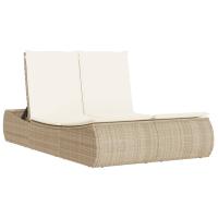 vidaXL Tumbona doble con cojines ratán sintético Negro, Marrón, Gris Sillas de Exterior Ideal para jardín, playa, piscina, terraza Tumbona Piscina Tumbonas Playa Tumbonas Jardín Exterior - details 1