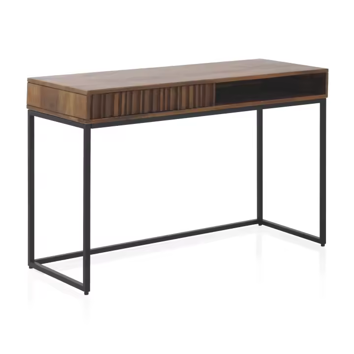 Escritorio Con Cajon Laminado Madera Maciza De Mango, Base Metal El mejor complemento para tu hogar. Fijalo - 1