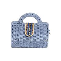 Bolso de mano de paja tejido de mimbre de ratán con asa de bambú de imitación para mujer, para verano, playa, con bandolera, colores a elegir - details 4