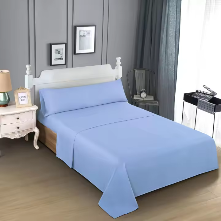 TODOBIEN STORE - Juego de Sábanas para Cama 3 Piezas - 1 Sábanas Bajera Ajustable Cama 90,105,135,150,180 con Encimera y 1 Funda de Almohada Larga (Azul Celeste) - 1