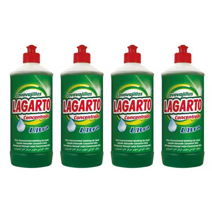 Pack 4 botellas Lavavajillas Lagarto Ultra Concentrado 750ml – Poderosa Limpieza Antigrasa para Vajillas y Superficies - 1